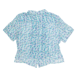 KARIN STEVENS Womens Printed Shirt Blue Collared Crazy Pattern M