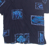 CALIFORNIA KRUSH Womens Printed Shirt Blue Collared Crazy Pattern M