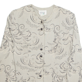 D.J.SUMMERS Womens Printed Shirt Grey Collared Long Sleeve 90s Floral M