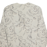 D.J.SUMMERS Womens Printed Shirt Grey Collared Long Sleeve 90s Floral M