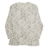 D.J.SUMMERS Womens Printed Shirt Grey Collared Long Sleeve 90s Floral M