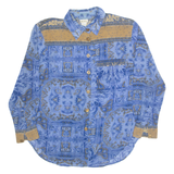 NICOLA Womens Printed Shirt Blue Collared Long Sleeve M