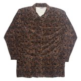 JASON MAXWELL Womens Printed Shirt Brown Collared 90s Crazy Pattern M