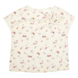 Womens Printed Blouse Cream V-Neck Crazy Pattern L