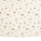 Womens Printed Blouse Cream V-Neck Crazy Pattern L