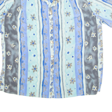 Womens Printed Shirt Blue Collared Crazy Pattern M