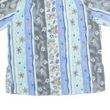 Womens Printed Shirt Blue Collared Crazy Pattern M