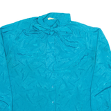 Womens Printed Shirt Blue Collared Long Sleeve M