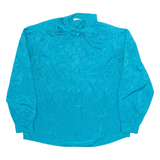 Womens Printed Shirt Blue Collared Long Sleeve M