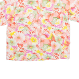 EL-SAAD Womens Printed Shirt Pink Collared Viscose Floral M