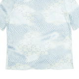 KARELIA Womens Printed Shirt Blue Collared Crazy Pattern M