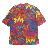 BREAL Womens Printed Shirt Purple Collared Crazy Pattern M