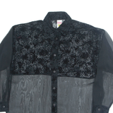 CLOCK HOUSE Sheer Womens Shirt Black Collared Long Sleeve M