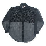 CLOCK HOUSE Sheer Womens Shirt Black Collared Long Sleeve M