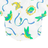 INES Womens Printed Shirt White Collared Crazy Pattern M