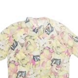 Womens Printed Shirt Yellow Collared Crazy Pattern L