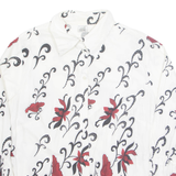 ALBA MODA Womens Printed Shirt White Collared Long Sleeve Floral L