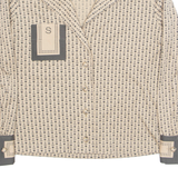 GERRY SPICHMANS Womens Printed Blouse Beige V-Neck Long Sleeve Crazy Pattern M