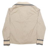GERRY SPICHMANS Womens Printed Blouse Beige V-Neck Long Sleeve Crazy Pattern M