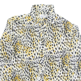 HENGDA Womens Printed Shirt White Collared Long Sleeve Viscose Animal Print L
