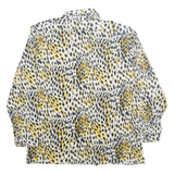 HENGDA Womens Printed Shirt White Collared Long Sleeve Viscose Animal Print L