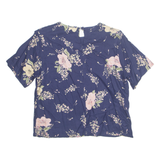 SAG HARBOR Petite Womens Printed Blouse Blue Floral M