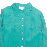 IMPRESSIONS Womens Shirt Green Collared Long Sleeve M