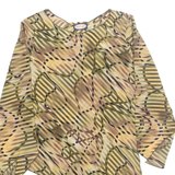 ZOEY AND BETH Womens Printed Blouse Beige Long Sleeve Crazy Pattern M