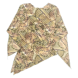 ZOEY AND BETH Womens Printed Blouse Beige Long Sleeve Crazy Pattern M