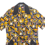 STONETEX Womens Printed Shirt Black Collared Viscose Crazy Pattern M