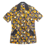 STONETEX Womens Printed Shirt Black Collared Viscose Crazy Pattern M