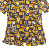 STONETEX Womens Printed Shirt Black Collared Viscose Crazy Pattern M