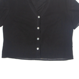 STUDIO I Petite Womens Cropped Blouse Black V-Neck L