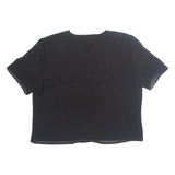STUDIO I Petite Womens Cropped Blouse Black V-Neck L