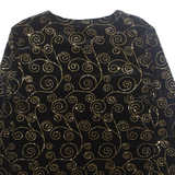 NOTATIONS Womens Printed Blouse Black Long Sleeve Crazy Pattern M