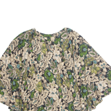 Poncho Womens Kimono Waistcoat Brown Sleeveless Crazy Pattern S