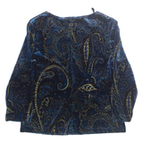 RONNI NICOLE Petite Womens Printed Blouse Blue 90s Silk Crazy Pattern M