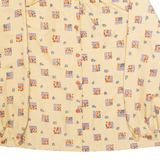 Womens Printed Blouse Beige High Neck Long Sleeve Crazy Pattern M