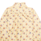 Womens Printed Blouse Beige High Neck Long Sleeve Crazy Pattern M