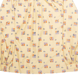Womens Printed Blouse Beige High Neck Long Sleeve Crazy Pattern M