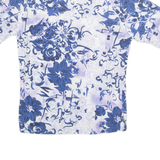 BETH BARCLAY Womens Printed Blouse Blue V-Neck Crazy Pattern L