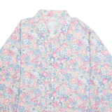 Womens Printed Shirt Blue Collared Long Sleeve Floral M