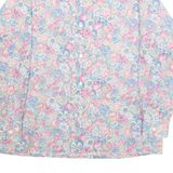 Womens Printed Shirt Blue Collared Long Sleeve Floral M