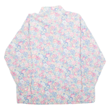 Womens Printed Shirt Blue Collared Long Sleeve Floral M