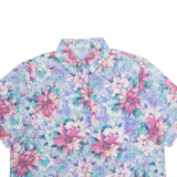 BRANDTEX Womens Printed Shirt Blue Collared Floral S