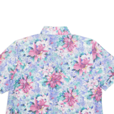 BRANDTEX Womens Printed Shirt Blue Collared Floral S