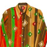 Womens Shirt Brown Crazy Pattern Long Sleeve S