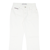 KRIZIA JEANS Floral Embroidered Womens Trousers White Regular Bootcut W25 L27