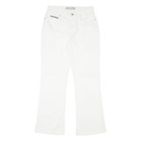 KRIZIA JEANS Floral Embroidered Womens Trousers White Regular Bootcut W25 L27