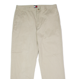 TOMMY HILFIGER Chino Mens Twill Trousers Beige Straight 90s W36 L32